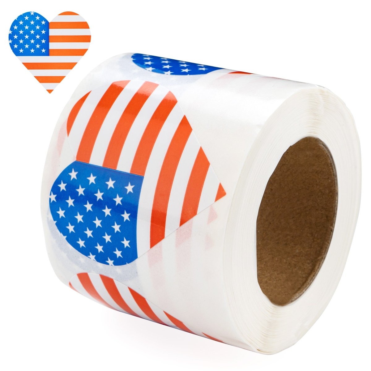250 American Flag Heart Stickers