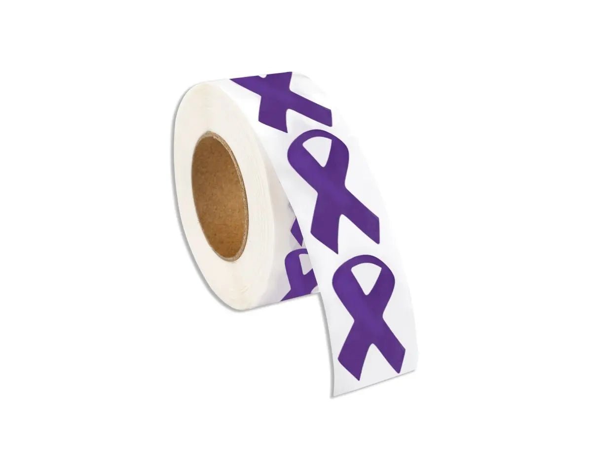 Large Purple Ribbon Stickers (250 per Roll) - Fundraising For A Cause