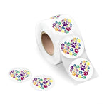 250 Rainbow Paw Print Heart Stickers (250 Per Roll) - Fundraising For A Cause
