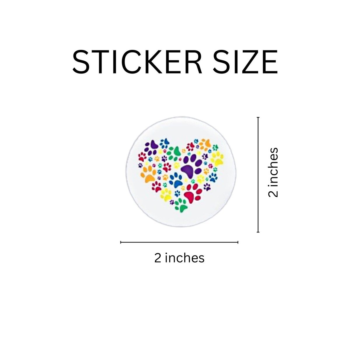 250 Rainbow Paw Print Heart Stickers (250 Per Roll) - Fundraising For A Cause