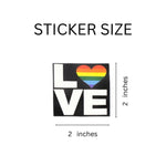 250 Square Rainbow Heart Love Stickers (250 per Roll) - Fundraising For A Cause
