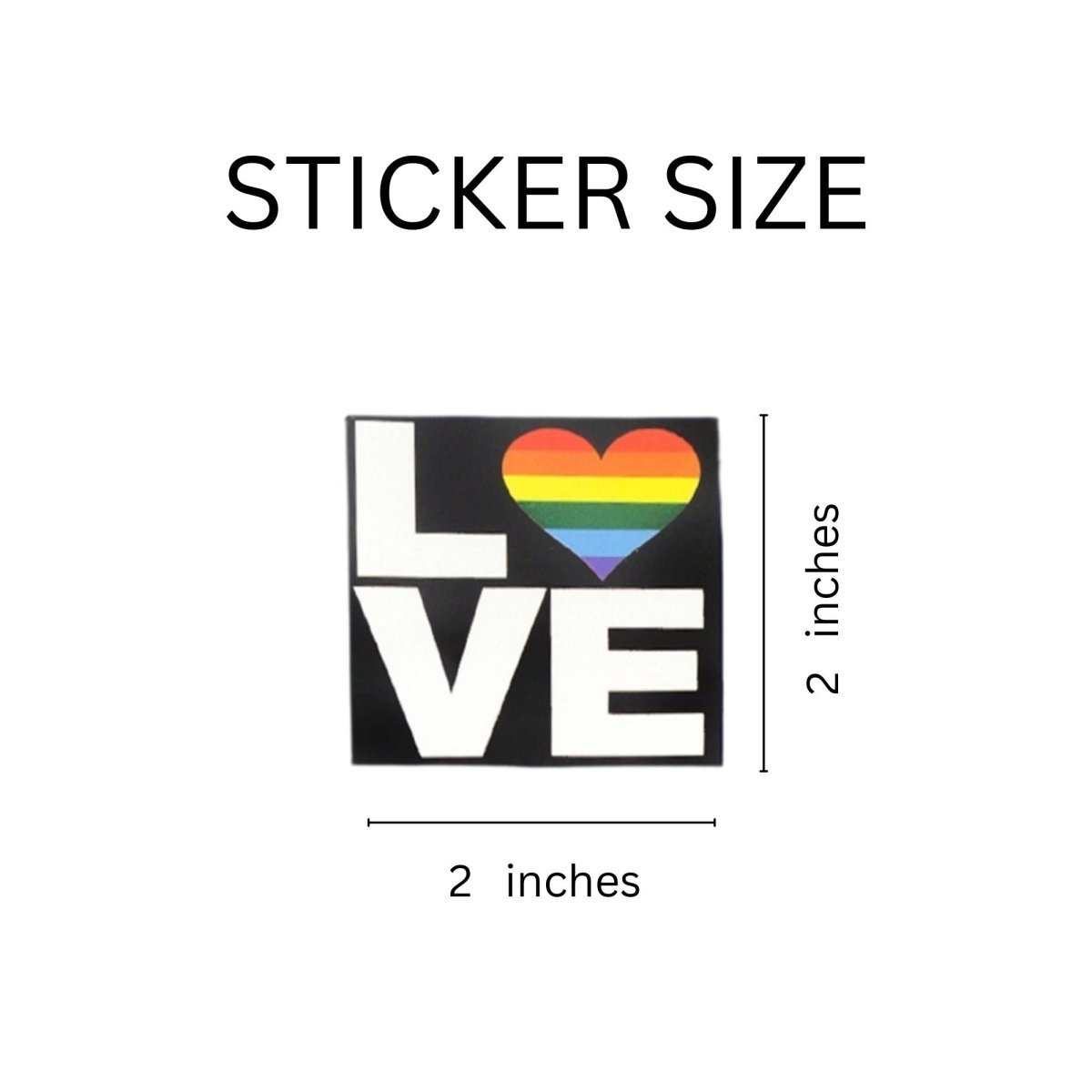 250 Square Rainbow Heart Love Stickers (250 per Roll) - Fundraising For A Cause