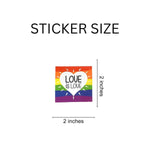 Square Rainbow Love is Love Heart Stickers (250 per Roll) - Fundraising For A Cause