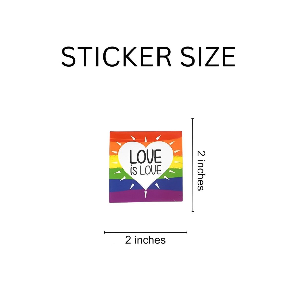 Square Rainbow Love is Love Heart Stickers (250 per Roll) - Fundraising For A Cause