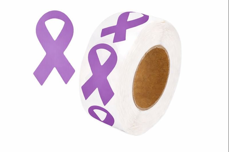 250 Large Purple Ribbon Stickers (250 per Roll) - Fundraising For A Cause