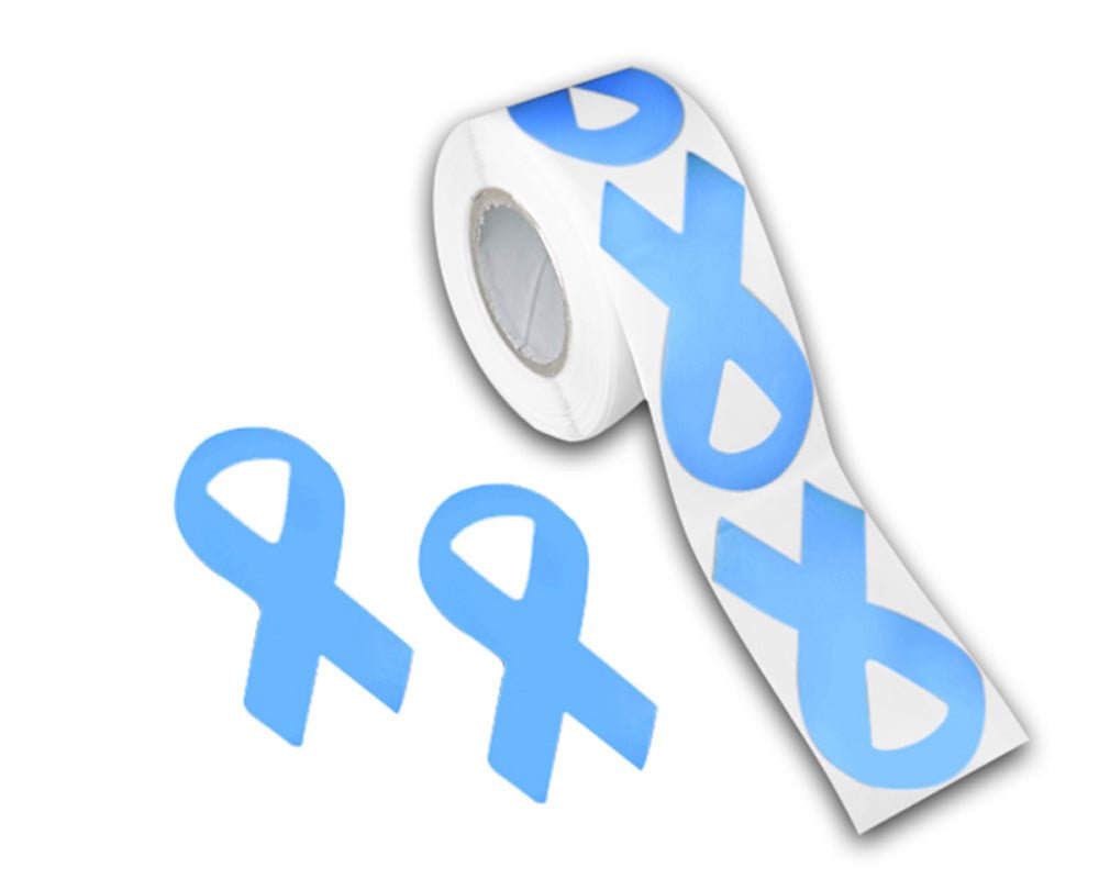 250 Large World Peace Light Blue Awareness Ribbon Stickers (250 per Roll) - Fundraising For A Cause