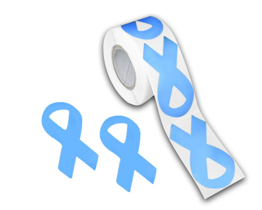 250 Large World Peace Light Blue Awareness Ribbon Stickers (250 per Roll) - Fundraising For A Cause