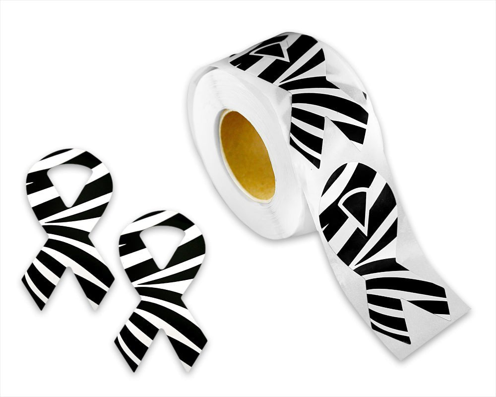 250 Large Zebra Ribbon Stickers (250 per Roll) - Fundraising For A Cause