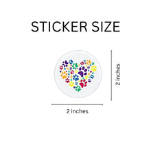 Load image into Gallery viewer, 250 Rainbow Paw Print Heart Stickers (250 Per Roll) - Fundraising For A Cause