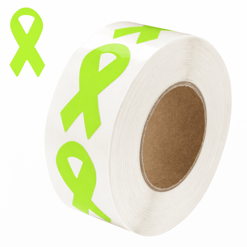 250 Small Lime Green Ribbon Stickers (250 per Roll) - Fundraising For A Cause