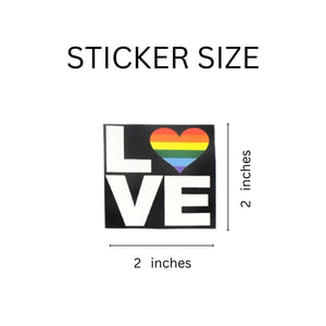 250 Square Rainbow Heart Love Stickers (250 per Roll) - Fundraising For A Cause