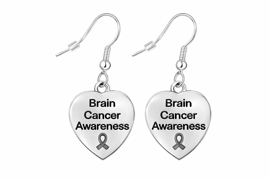 Brain Cancer Awareness Heart Earrings