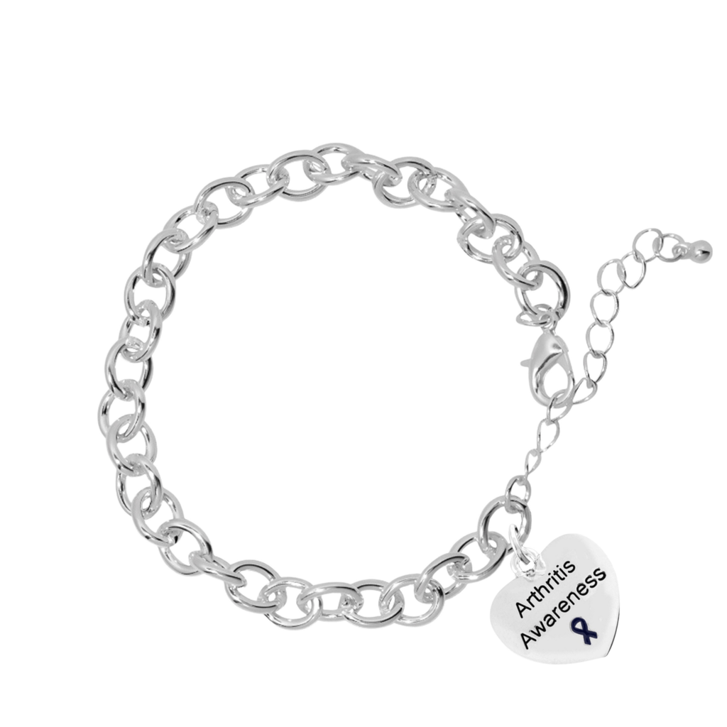 5 Pack Arthritis Heart Charm Chunky Link Style Bracelets (5 Bracelets) - Fundraising For A Cause