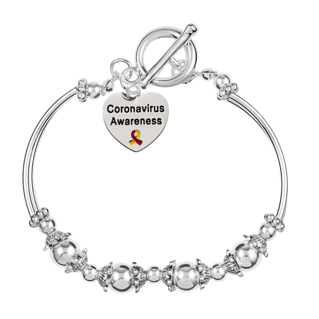 5 Pack Coronavirus (COVID - 19) Awareness Heart Partial Beaded Bracelet - Fundraising For A Cause