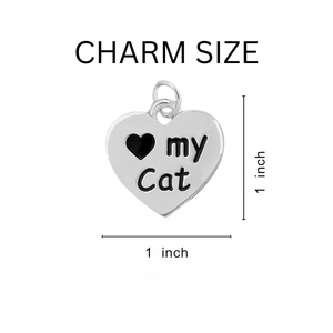 5 Pack I Love My Cat Heart Charm Partial Beaded Bracelets (5 Bracelets) - Fundraising For A Cause