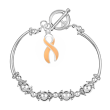 Load image into Gallery viewer, 5 Pack Large Peach Ribbon Charm Partial Beaded Bracelets (5 Bracelets) - Fundraising For A Cause