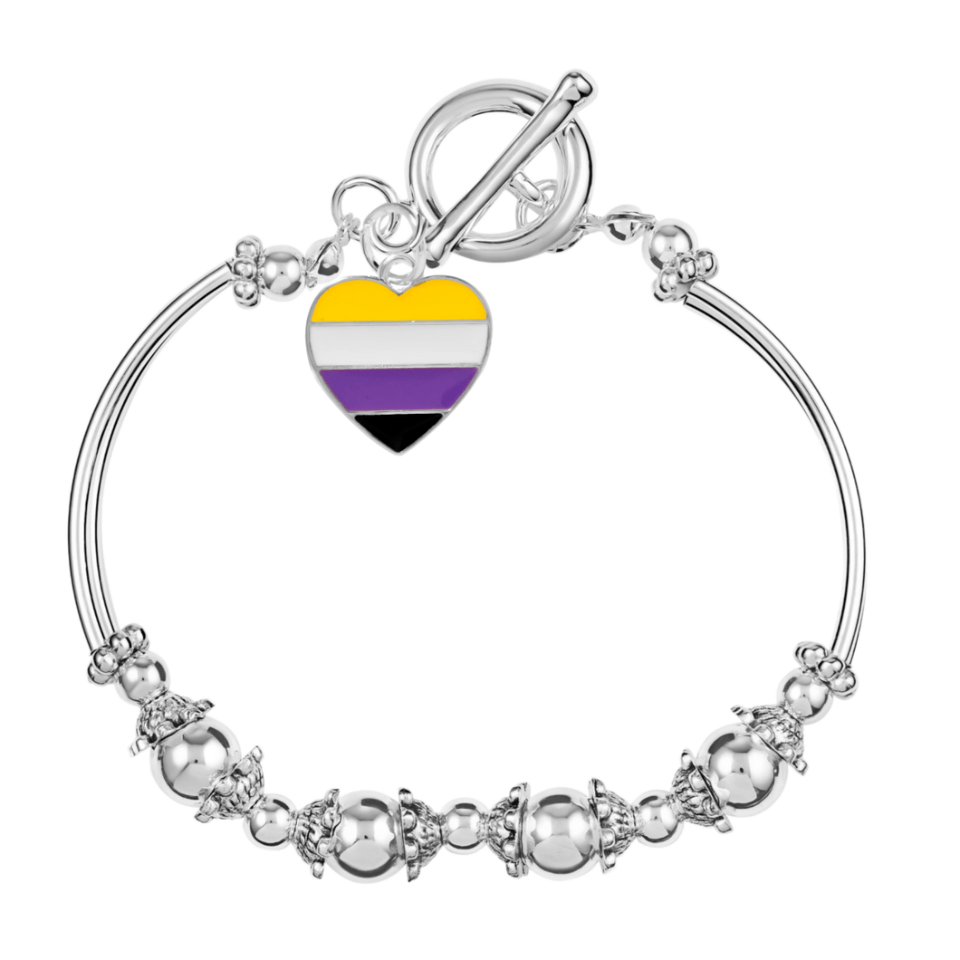 5 Pack Nonbinary Heart Flag Partial Beaded Bracelet - Fundraising For A Cause