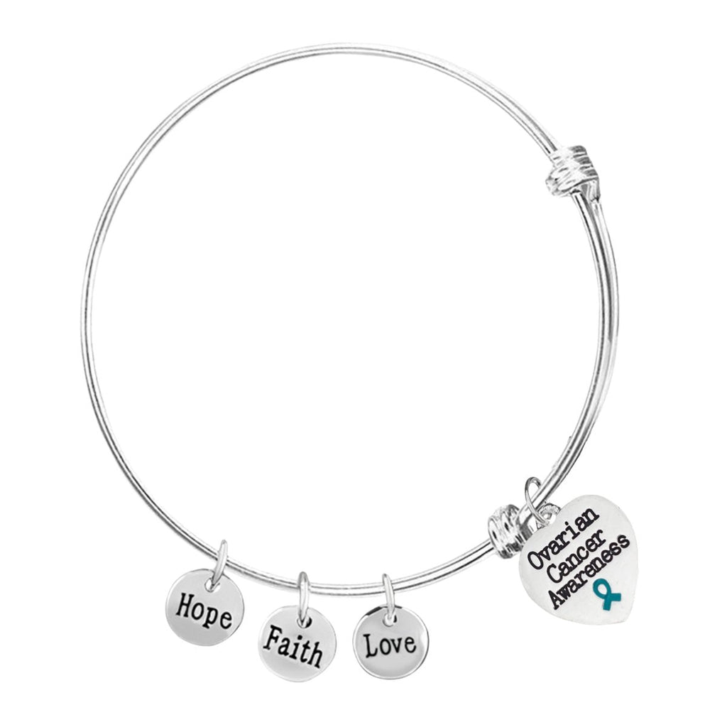 5 Pack Ovarian Cancer Mom Awareness Heart Retractable Charm Bracelet - Fundraising For A Cause