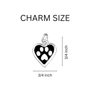 5 Pack Paw Print Heart Charm Chunky Bracelets (5 Bracelets) - Fundraising For A Cause