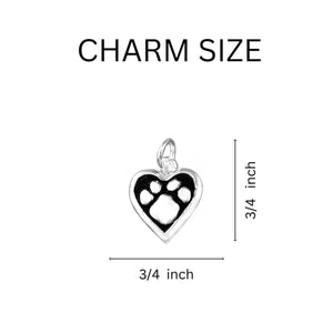 5 Pack Paw Print Heart Charm Chunky Bracelets (5 Bracelets) - Fundraising For A Cause