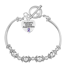 Load image into Gallery viewer, 5 Pack Pediatric Stroke Awareness Heart Charm Partial Beaded Bracelets (5 Bracelets) - Fundraising For A Cause