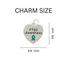 Load image into Gallery viewer, 5 Pack PTSD Awareness Heart Charm Partial Beaded Bracelets (5 Bracelets) - Fundraising For A Cause