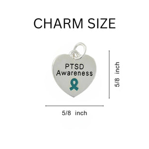 5 Pack PTSD Awareness Heart Charm Partial Beaded Bracelets (5 Bracelets) - Fundraising For A Cause