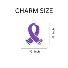 Load image into Gallery viewer, 5 Pack Small Purple Ribbon Charm Black Cord Ribbon Bracelets (5 Bracelets) - Fundraising For A Cause