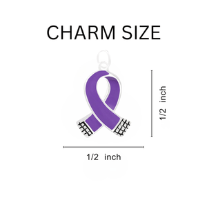 5 Pack Small Purple Ribbon Charm Black Cord Ribbon Bracelets (5 Bracelets) - Fundraising For A Cause