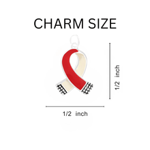 Load image into Gallery viewer, 5 Pack Small Red &amp; White Ribbon Charm Partial Beaded Bracelets (5 Bracelets) - Fundraising For A Cause