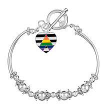 Load image into Gallery viewer, 5 Pack Straight Ally LGBTQ Pride Heart Charm Partial Beaded Bracelets (5 Bracelets) - Fundraising For A Cause