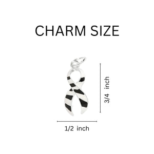 5 Pack Zebra Print Ribbon Charm Partial Beaded Bracelets (5 Bracelets) - Fundraising For A Cause