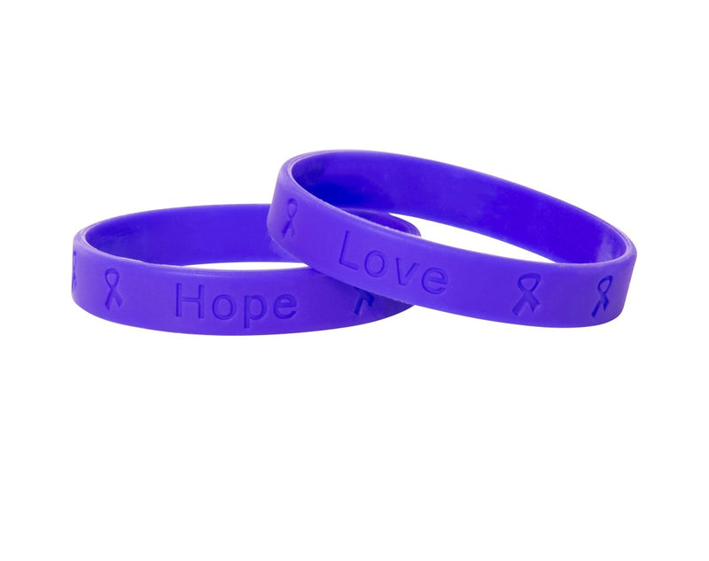 50 Adult Violet Silicone Bracelet Wristbands - Fundraising For A Cause