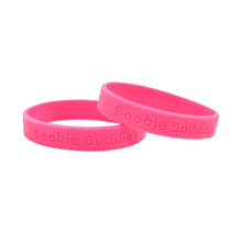 Load image into Gallery viewer, 50 Boobie Buddies Pink Breast Cancer Awareness Silicone Bracelet Wristbands - Fundraising For A Cause