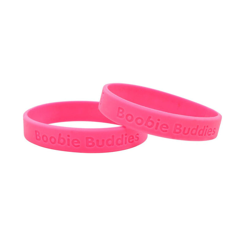 50 Boobie Buddies Pink Breast Cancer Awareness Silicone Bracelet Wristbands - Fundraising For A Cause