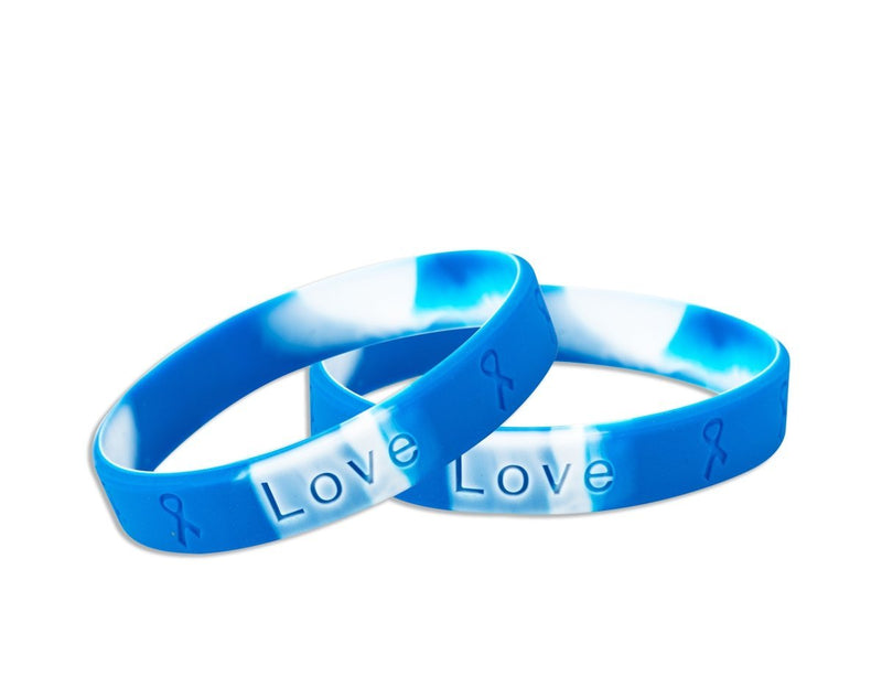 50 Child Blue & White Awareness Silicone Bracelet Wristbands - Fundraising For A Cause