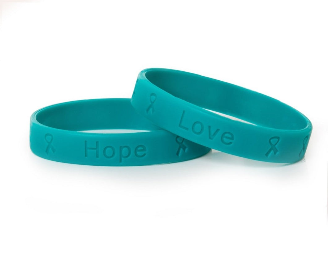 50 Child Teal Awareness Silicone Bracelet Wristbands - Fundraising For A Cause