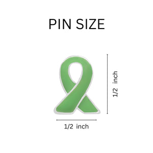 50 Lapel Light Green Ribbon Pins - Fundraising For A Cause