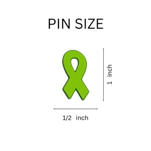 50 Lime Green Silicone Ribbon Pins - Fundraising For A Cause