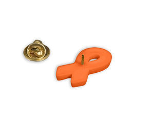 50 Orange Silicone Ribbon Pins - Fundraising For A Cause