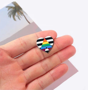 50 Pack Straight Ally LGBTQ Gay Pride Heart Silicone Pins (50 Pins) - Fundraising For A Cause