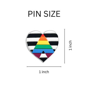 50 Pack Straight Ally LGBTQ Gay Pride Heart Silicone Pins (50 Pins) - Fundraising For A Cause