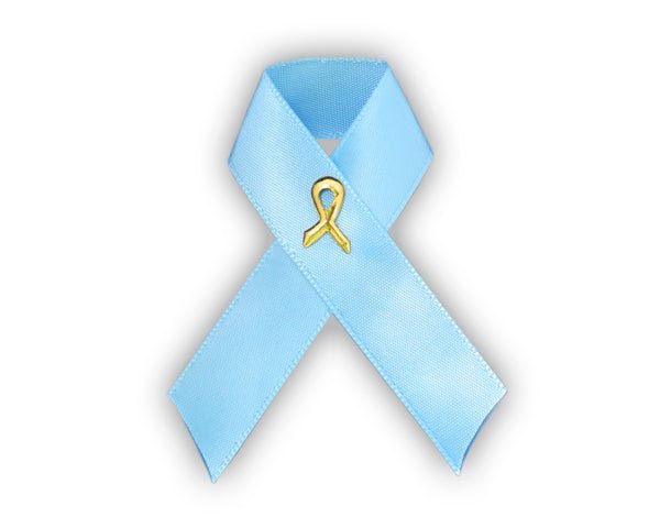 50 Pack World Peace Satin Light Blue Awareness Ribbon Pins (50 Pins) - Fundraising For A Cause