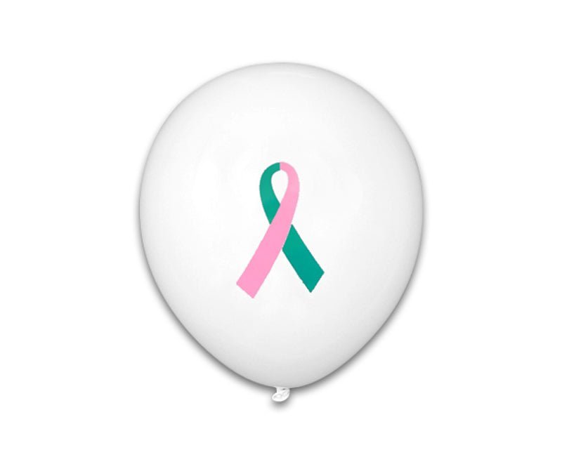 50 Pink & Teal Ribbon Balloons - Fundraising For A Cause