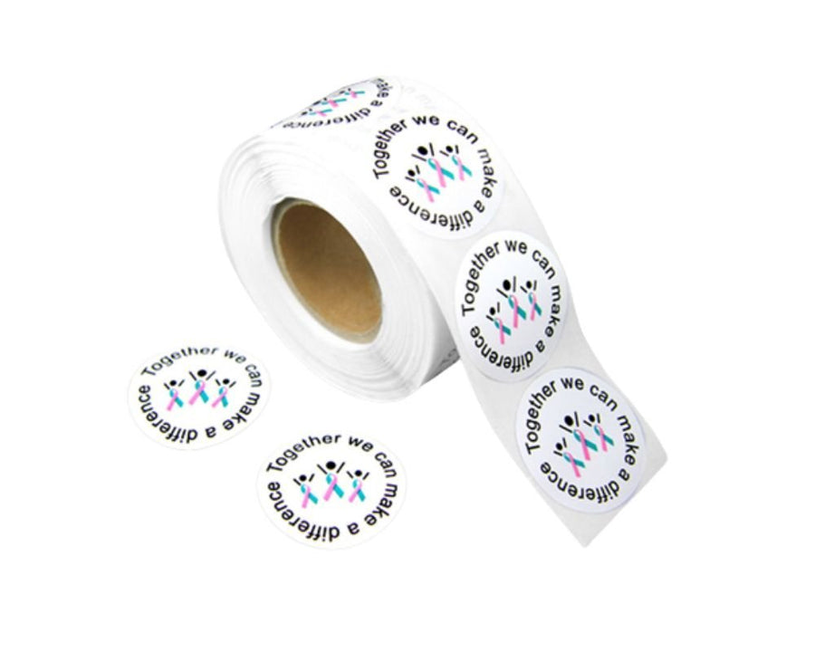 500 Difference Pink & Teal Ribbon Stickers (500 Stickers) - Fundraising For A Cause