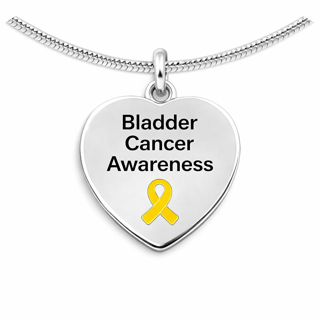 Bladder Cancer Awareness Heart Ribbon Necklaces
