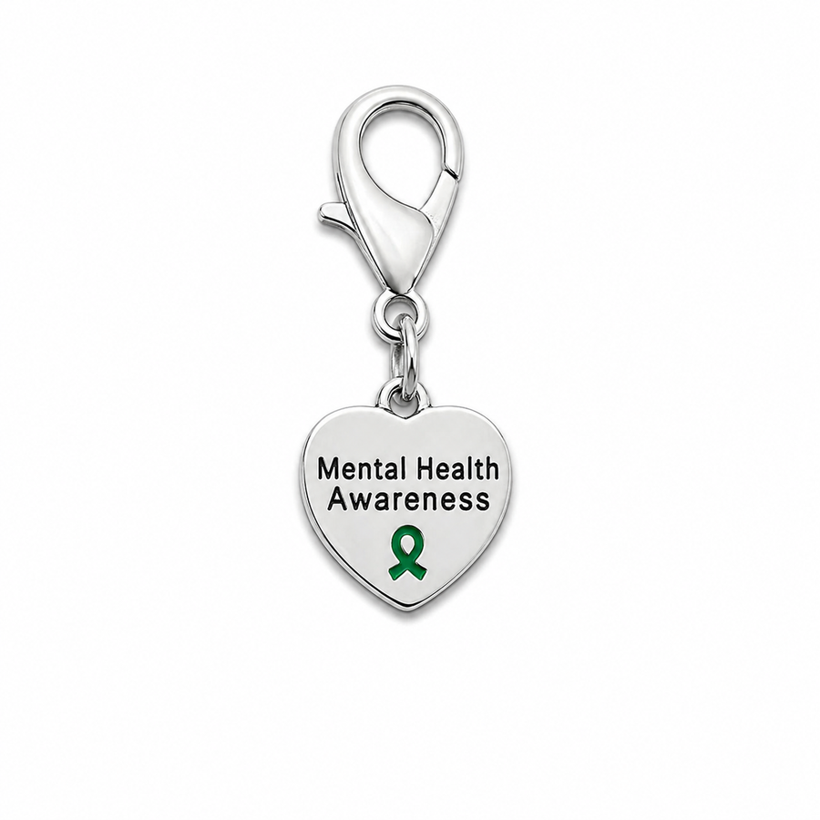 25 Pack Mental Health Awareness Heart Charms (25 Hanging Charms)