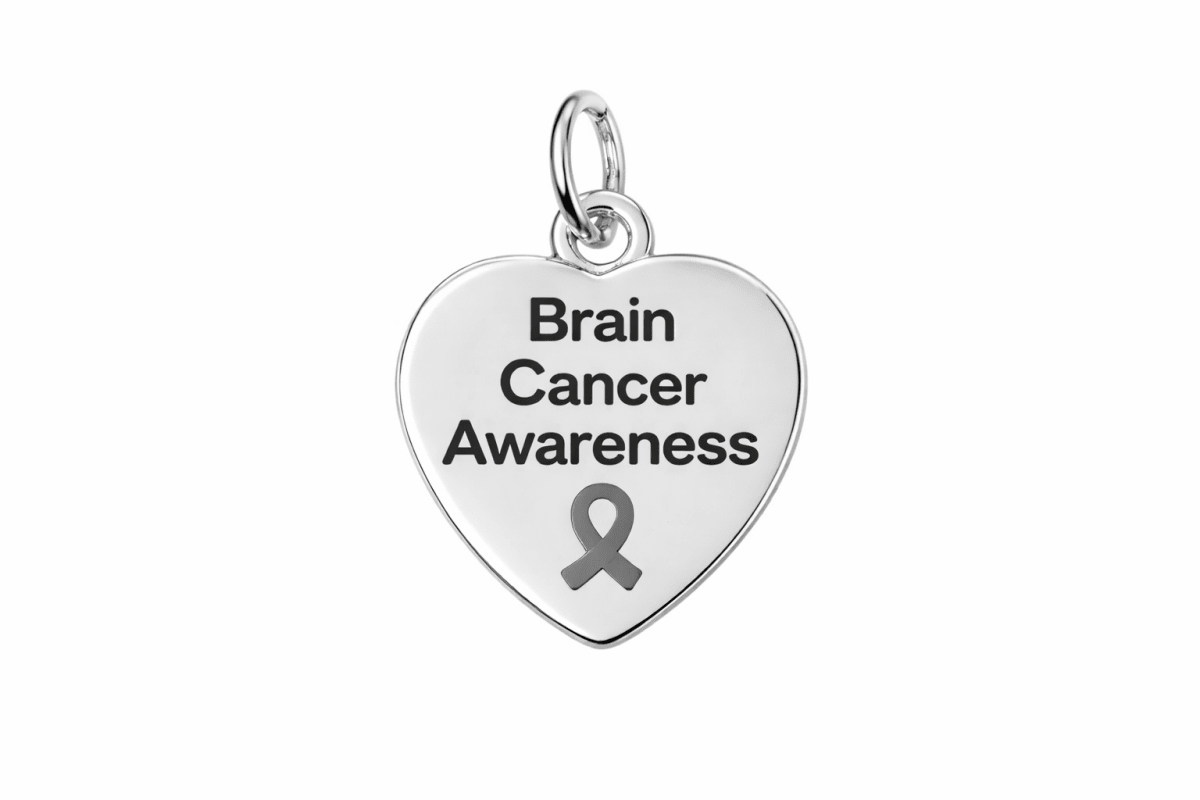 Brain Cancer Awareness Heart Charms