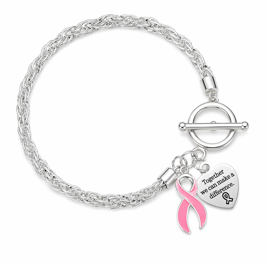 Pink Ribbon Awareness Charm Bracelets