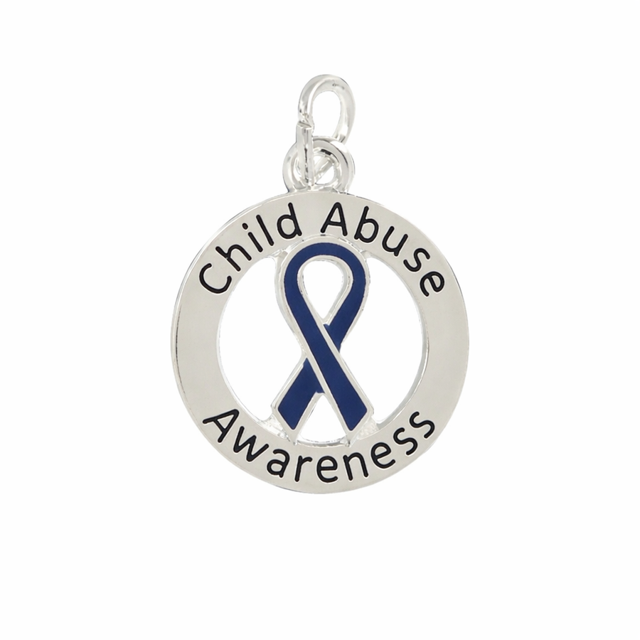 25 Pack Round Child Abuse Awareness Ribbon Charms (25 Charms)